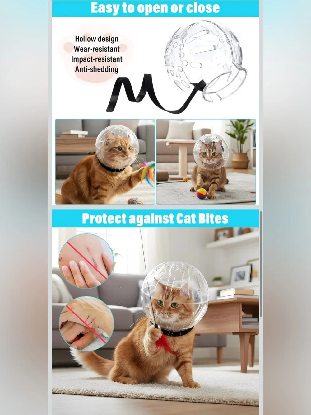 Cat Anti-Bite Muzzle & Mittens for Safe Grooming